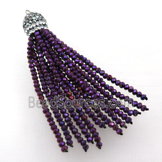 Tassel pendant with purple crystal glass