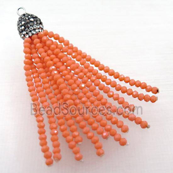 Tassel pendant with orange crystal glass