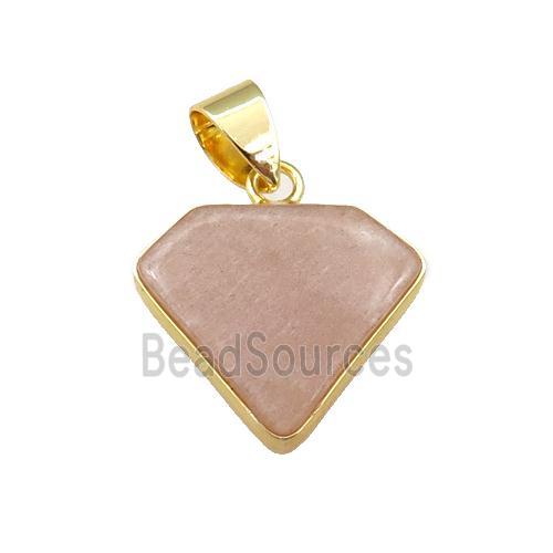 peach moonstone diamond pendant