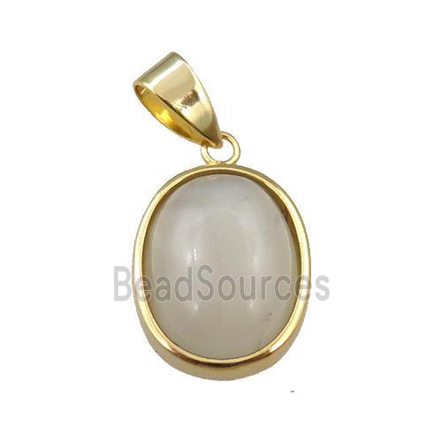 white MoonStone oval pendant