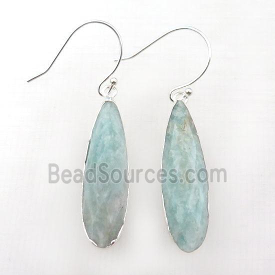 Amazonite Hook Earring, teardrop, silver plated