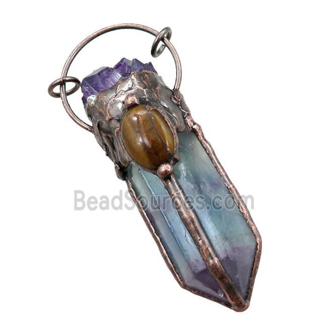 Fluorite bullet pendant, antique red