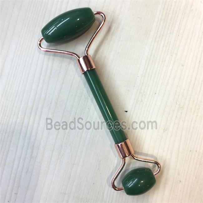 green Aventurine Roller GuaSha Massage Tools, rose gold