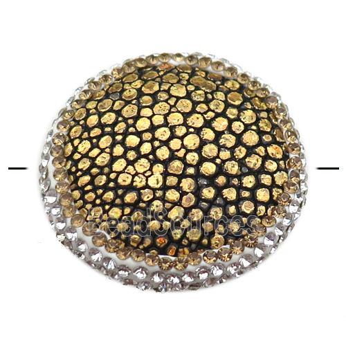 gold pu leather circle beads paved rhinestone, snakeskin