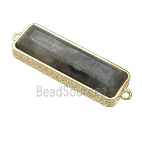 Labradorite rectangle connector, gold plated