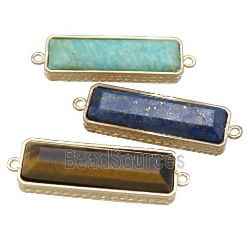 mix Gemstone rectangle connector, gold plated