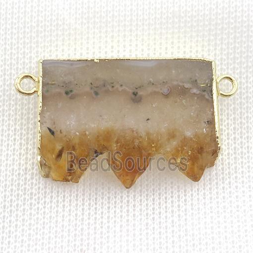 yellow Citrine Druzy slice pendant, gold plated