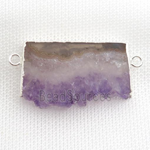 Amethyst Druzy slice pendant, silver plated