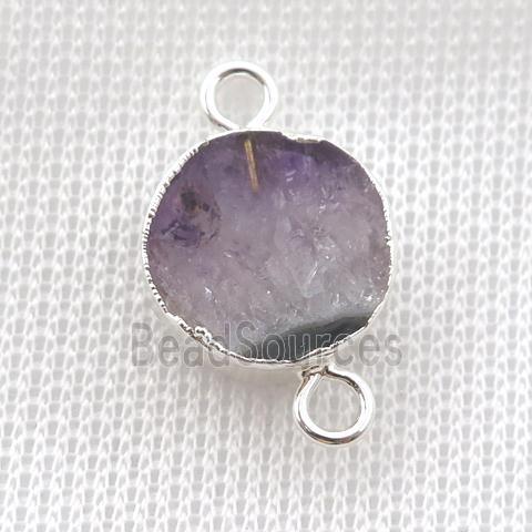 Amethyst circle connector, silver plated