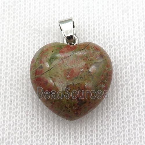 Unakite heart pendant