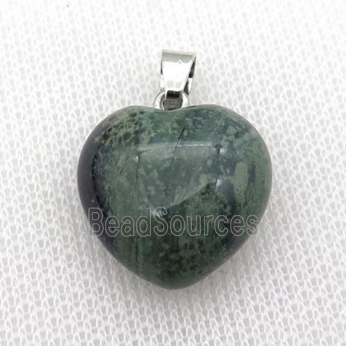 green Kambaba Jasper heart pendant