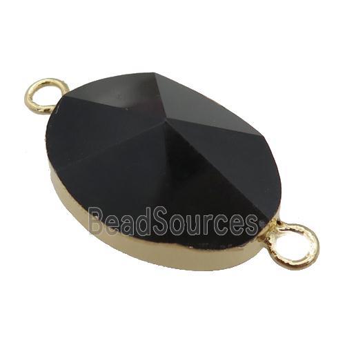 black Onyx oval connector, point, gold plated