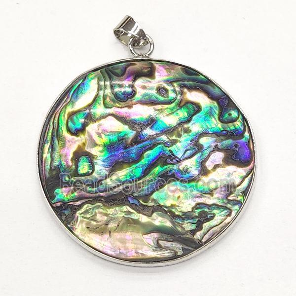 multicolor Abalone Shell circle pendant