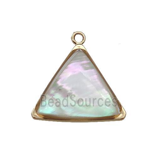 Pearlized Shell triangle pendant, gold plated