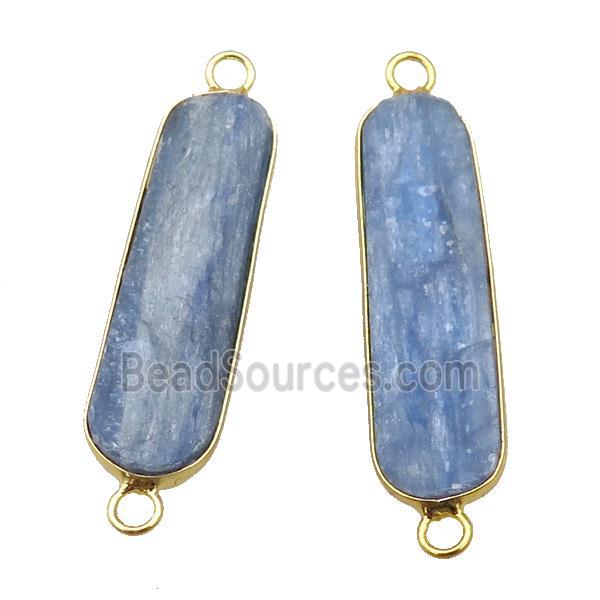 blue Kyanite rectangle connector, gold plated