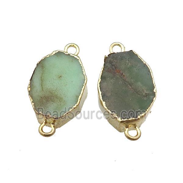 green Australian Chrysoprase connector, freeform, gold plated