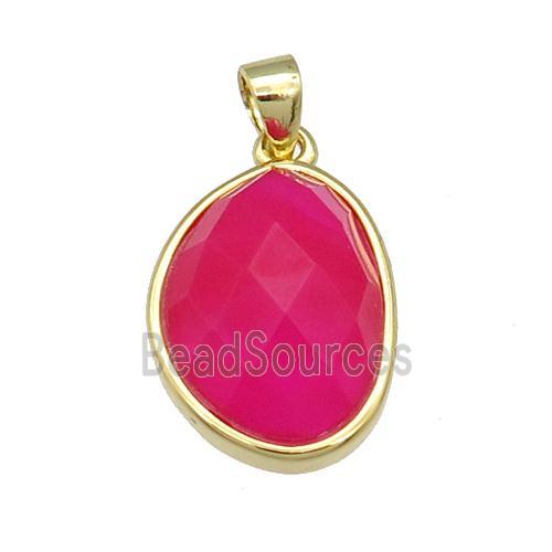 red Agate teardrop pendant, gold plated