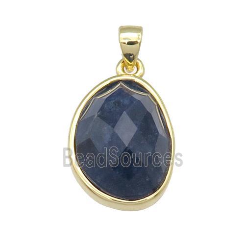 Sodalite teardrop pendant, gold plated