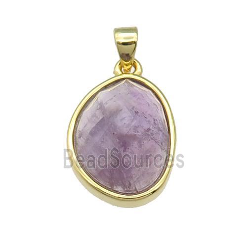 Amethyst teardrop pendant, gold plated