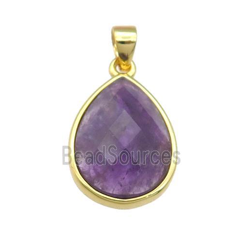 Amethyst teardrop pendant, gold plated