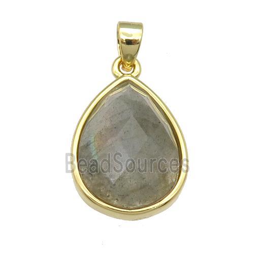 Labradorite teardrop pendant, gold plated