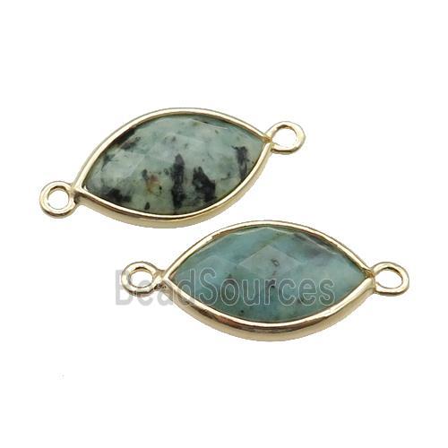 African Turquoise eye connector, faceted, gold plated