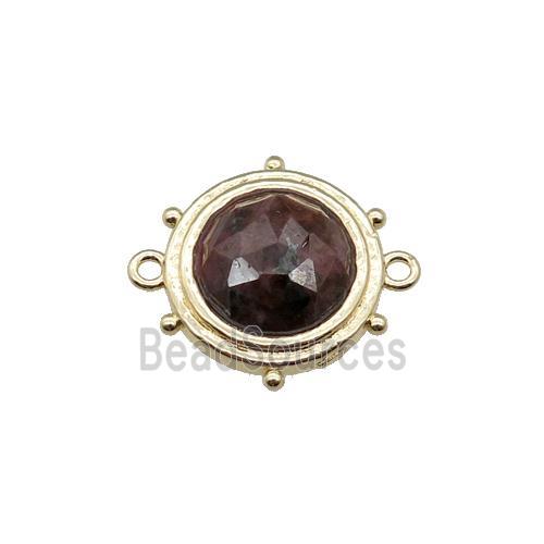 Rhodonite circle connector, gold plated