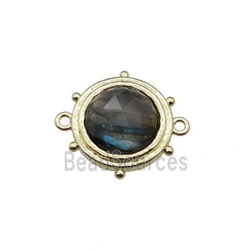 Labradorite circle connector, gold plated