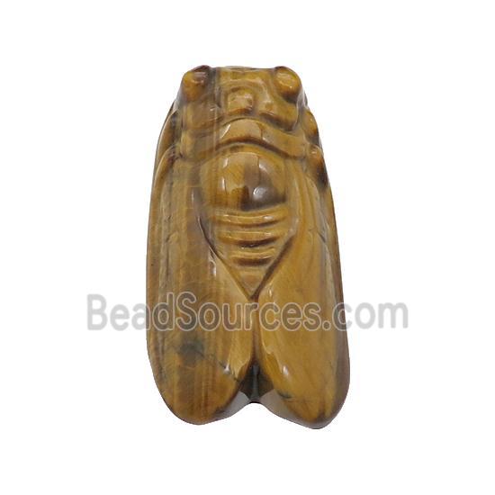 Tiger Eye Stone Cicada charm pendant