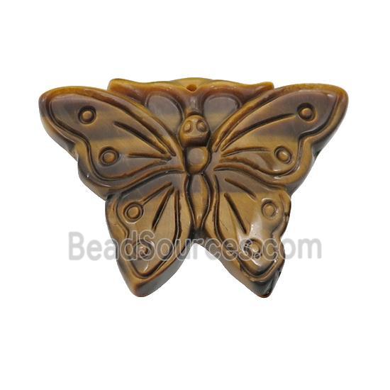 Tiger Eye Stone Butterfly Pendant