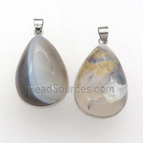 Natural Agate Teardrop Pendant