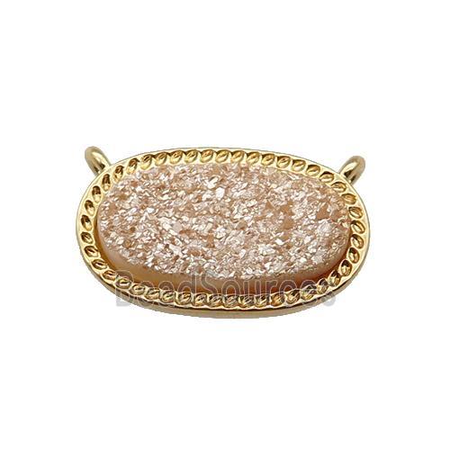 champagne druzy quartz oval pendant, gold plated