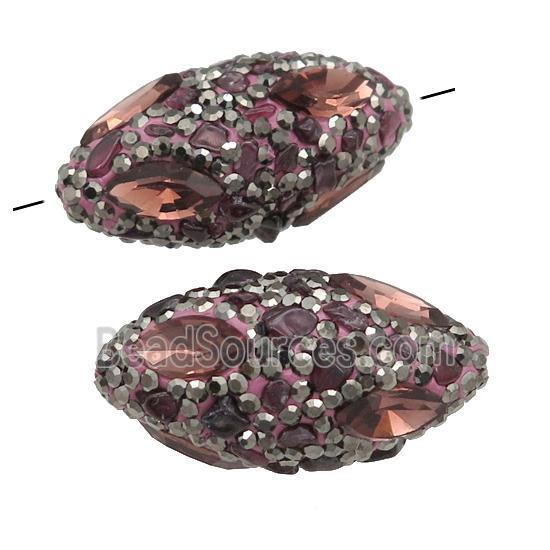 Garnet rice beads pave rhinestone