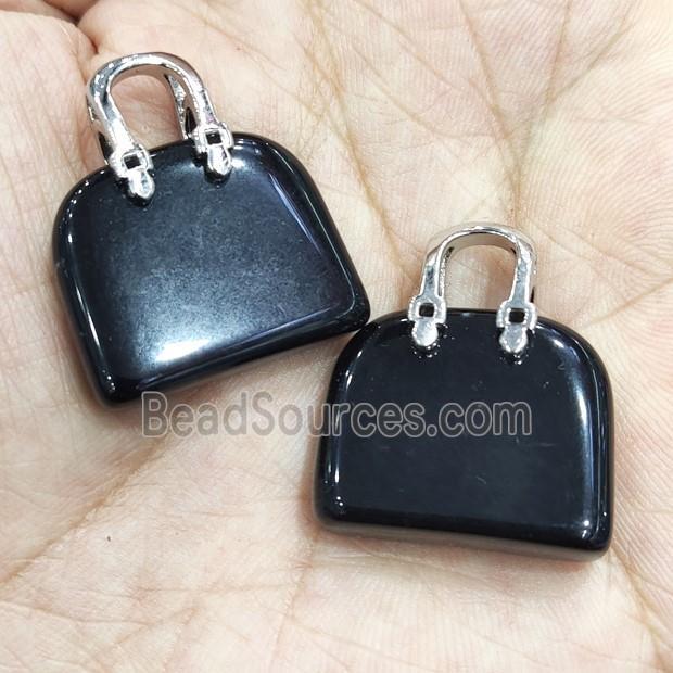 black Obsidian bag charm pendant