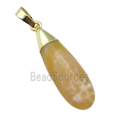 Lemon Jade teardrop pendant, gold plated