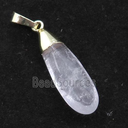 Clear Quartz teardrop pendant, gold plated