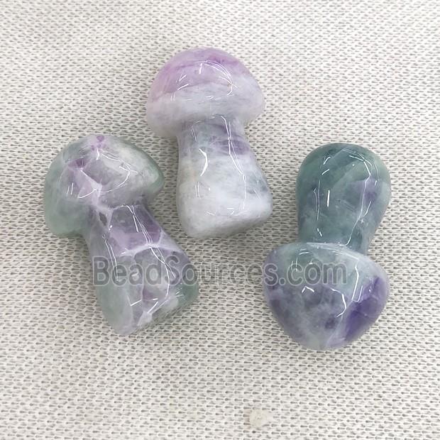 Fluorite mushroom charm without hole, multicolor