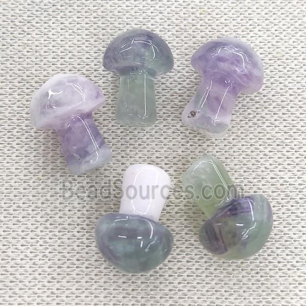 Fluorite mushroom charm without hole, multicolor