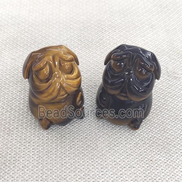 Tiger eye stone Sharpei Dog charm, no hole