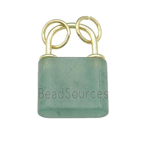 green Aventurine Lock pendant, gold plated