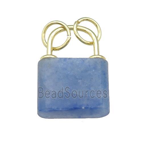 blue Aventurine Lock pendant, gold plated