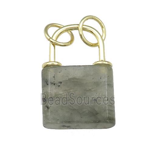 Labradorite Lock pendant, gold plated