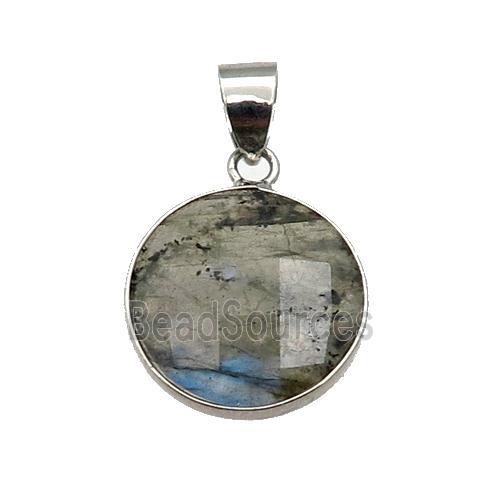 Labraodirte circle pendant, platinum plated