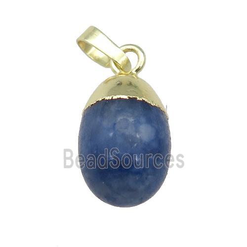 blue Aventurine egg pendant, gold plated