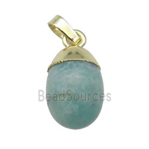 green Amazonite egg pendant, gold plated