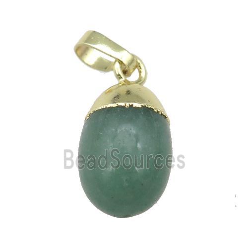 green Aventurine egg pendant, gold plated