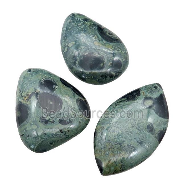 green Kambaba Jasper pendant, mix shape