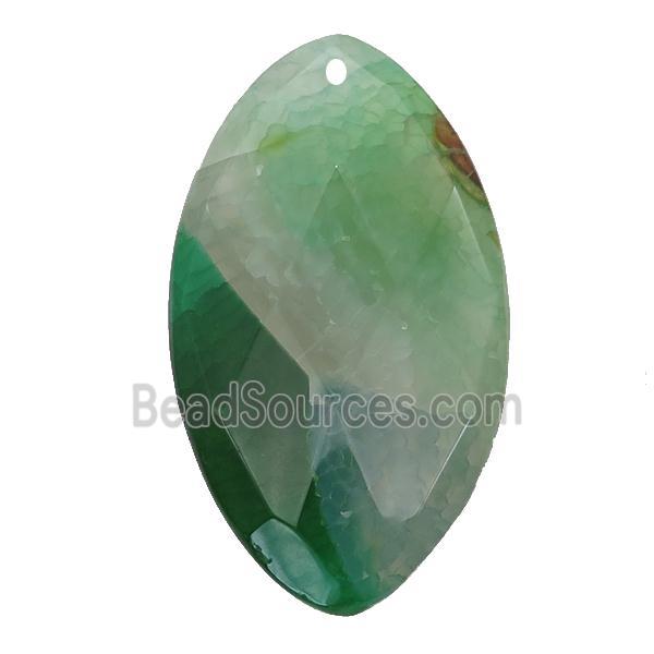 natural Agate eye pendant, dye, green