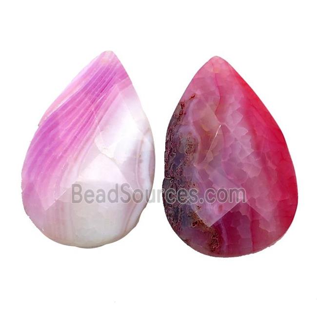 natural Agate teardrop pendant, dye, red