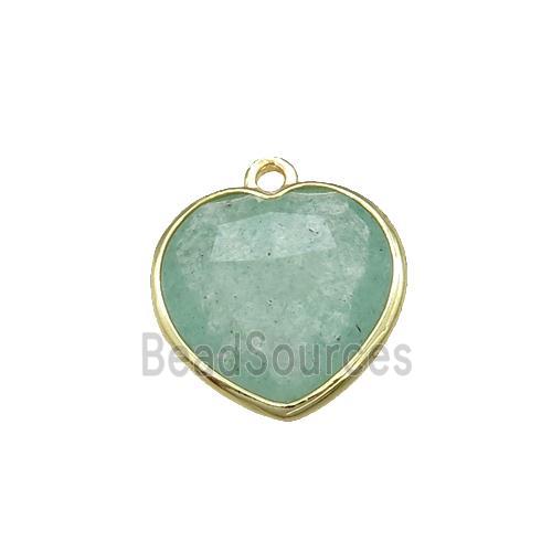 Green Fluorite Heart Pendant Gold Plated